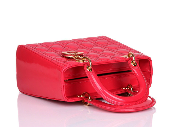 lady dior patent leather bag 6322 rosered with gold hardware